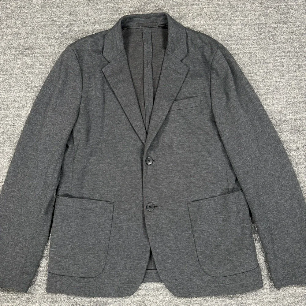 Uniqlo Jacket Men Medium Charcoal Gray Jersey Unstructured Blazer Sport Coat